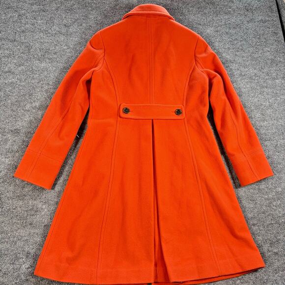 Lands’ End Wool Cashmere Blend Coat Orange Red Size 6 Long Lined Button Front - Picture 2 of 16